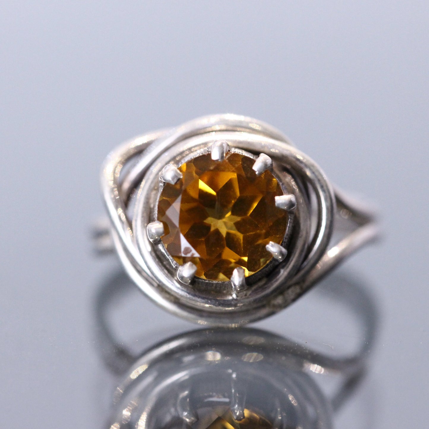 Golden Citrine Wire Wrapped Silver Ring ( 7 US Ring Size ) GemsRush