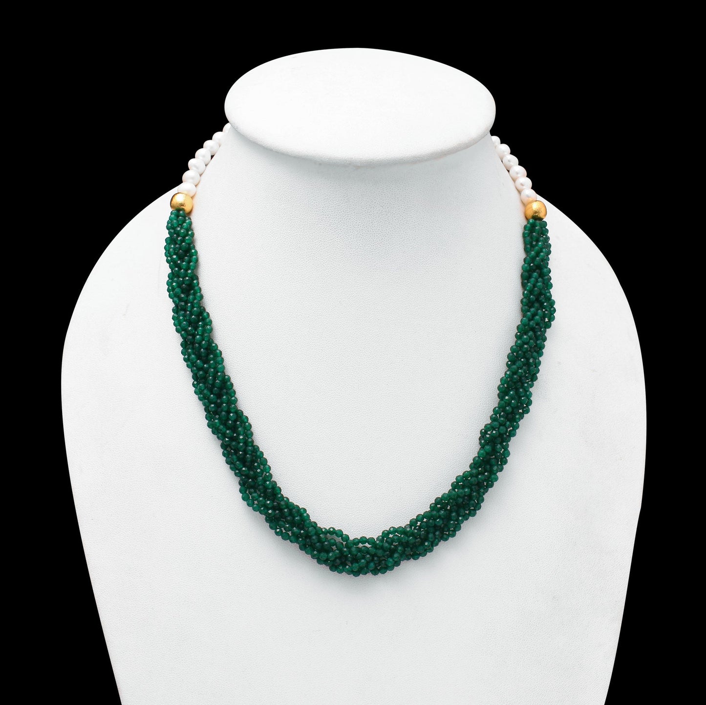 Green Onyx Hand Woven Tiny Beads Necklace - Looks Gorgeous Pearl Chain Necklace GemsRush