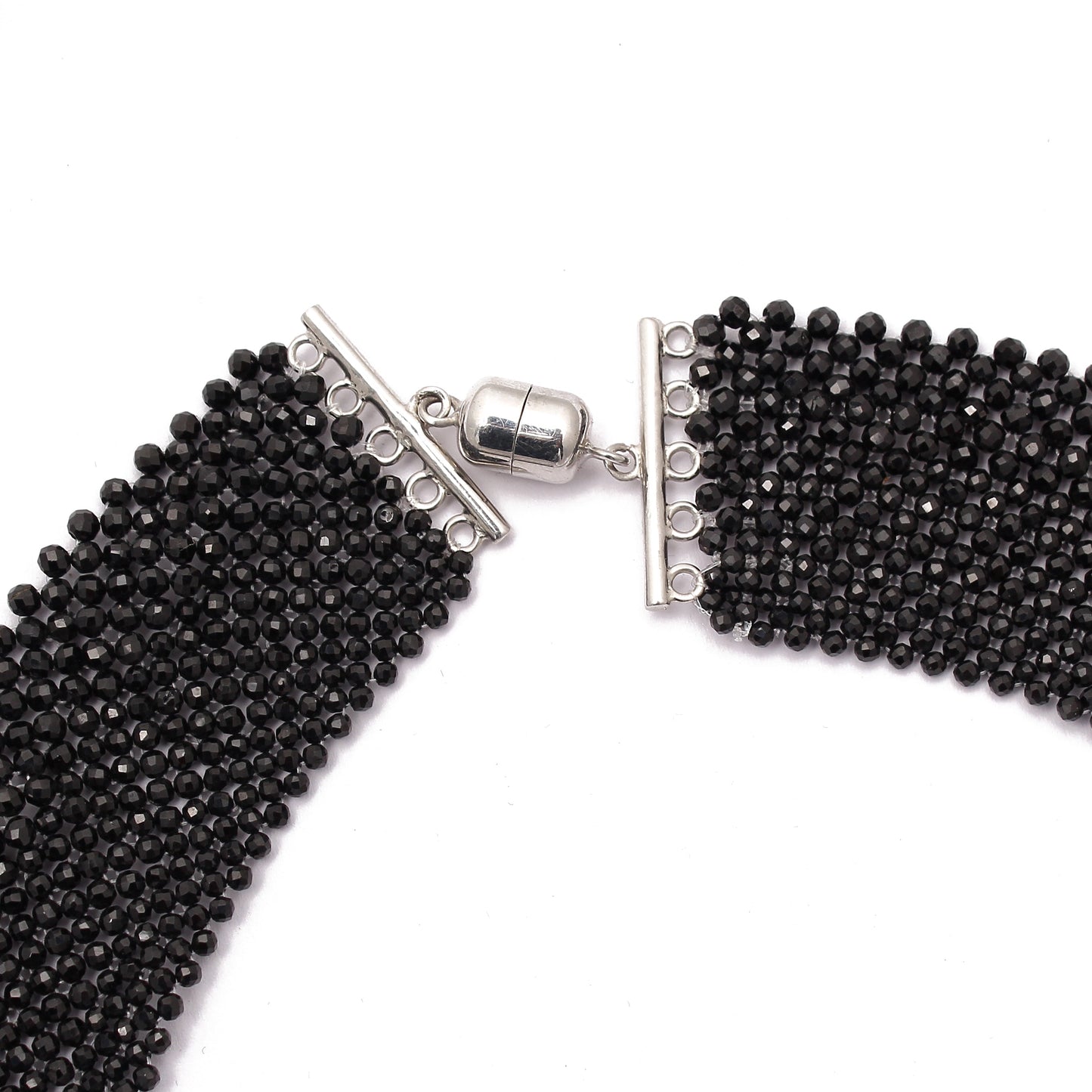 Hand Woven Black Spinel Handmade Silver Necklace GemsRush