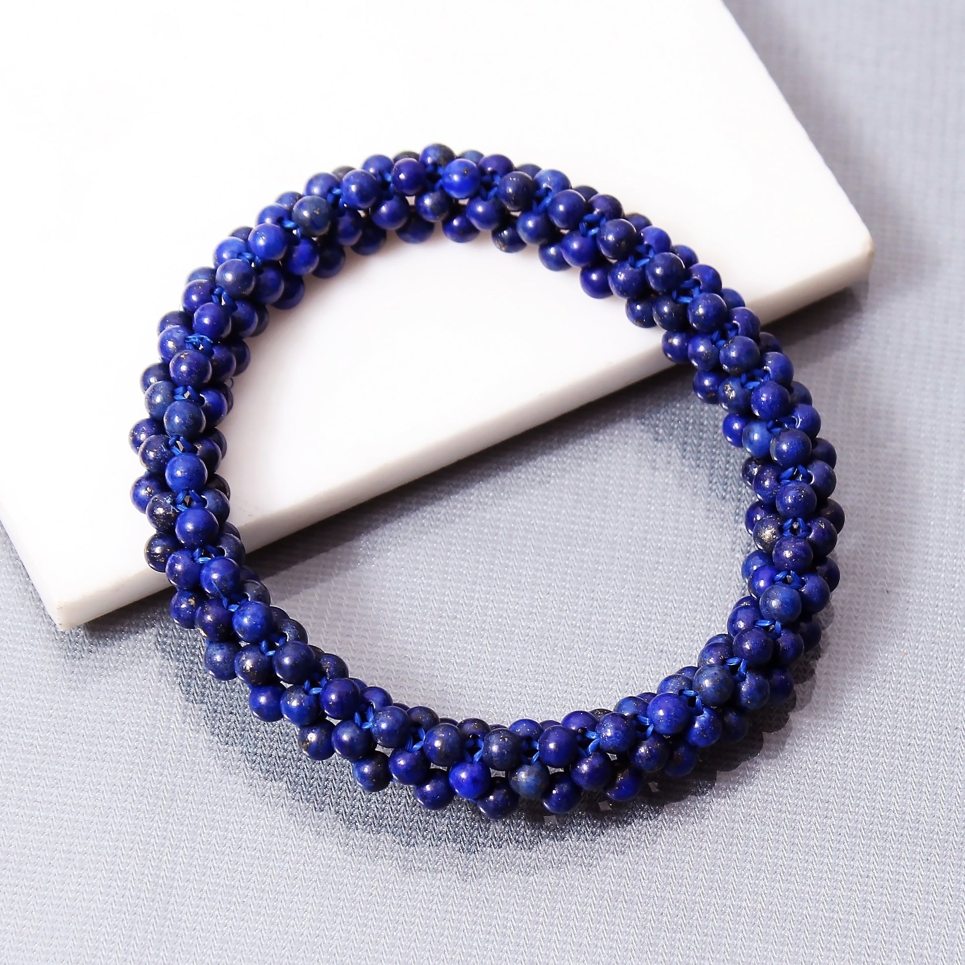 Hand woven Lapis Lazuli Gemstone Bracelet - 6 Inch GemsRush