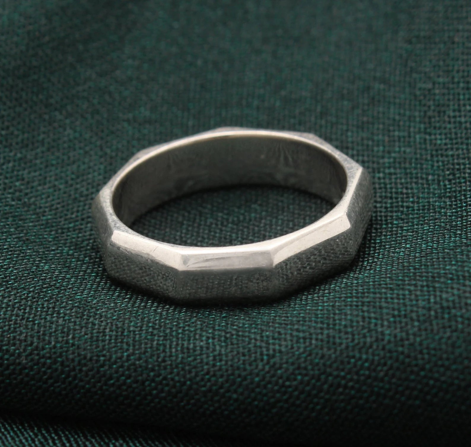 Hexagon Silver Band Ring ( 6 US Ring Size ) GemsRush