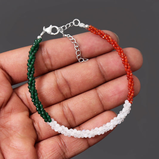 India Flag Colour Hand Woven Twisted Bracelet GemsRush