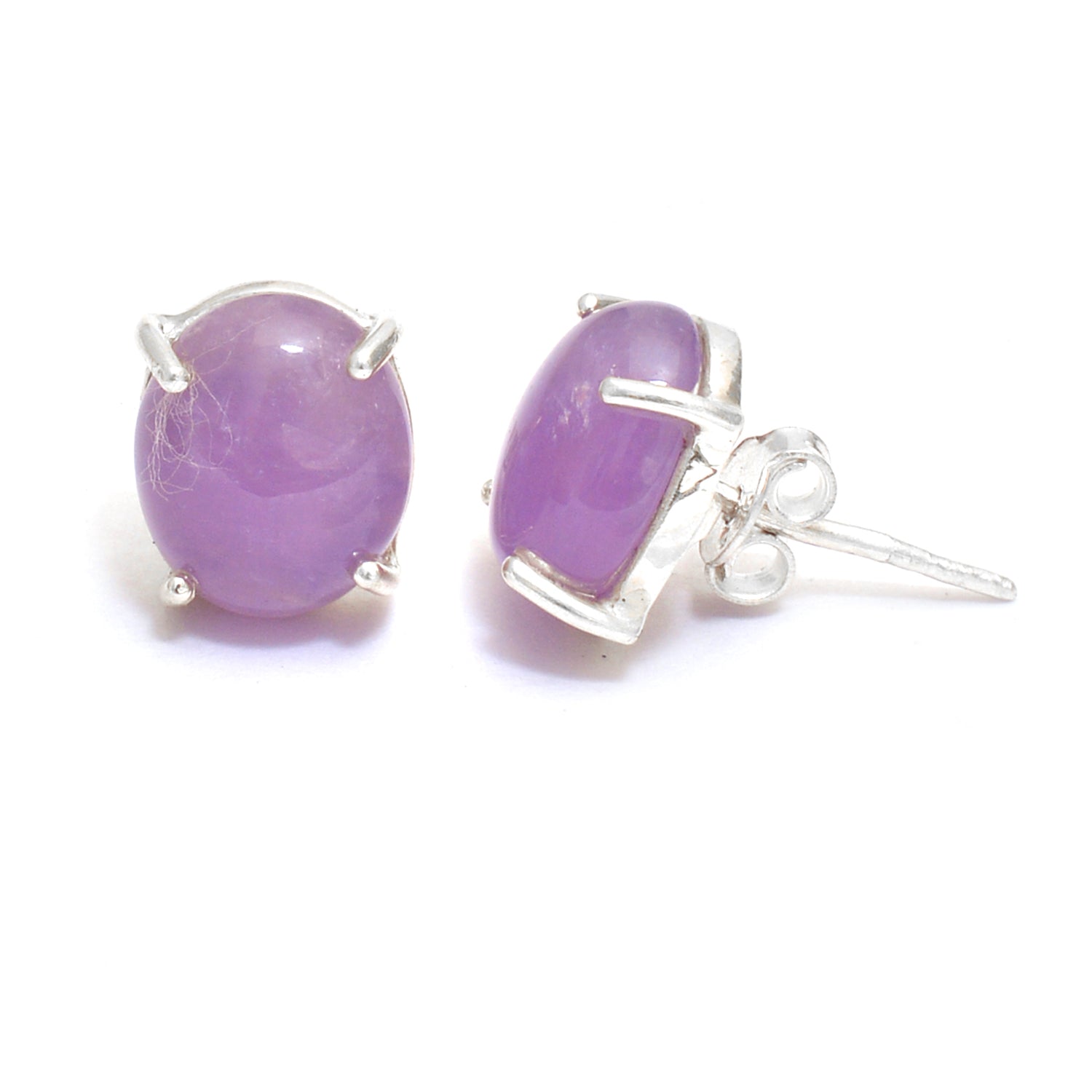 Lavender Amethyst Silver Stud Earring GemsRush