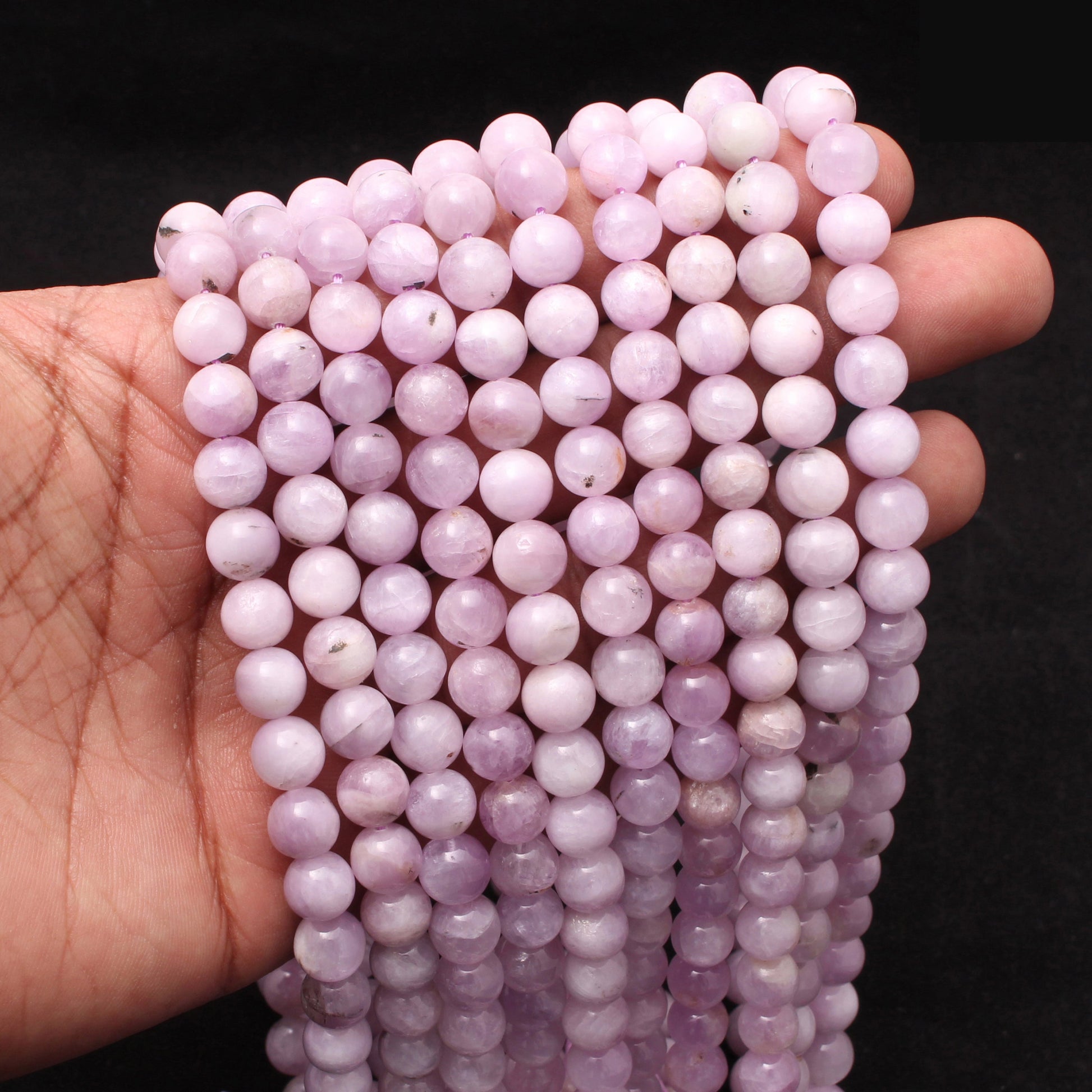 Lavender Kunzite Round Beads 8 mm, Handmade Jewelry Making Strand 8 Inches GemsRush