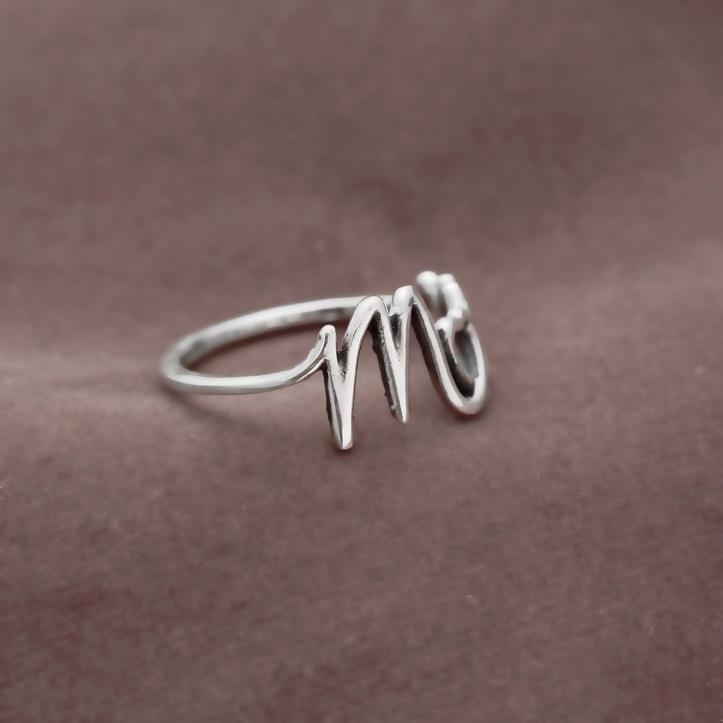 MOM Letter Silver Ring GemsRush