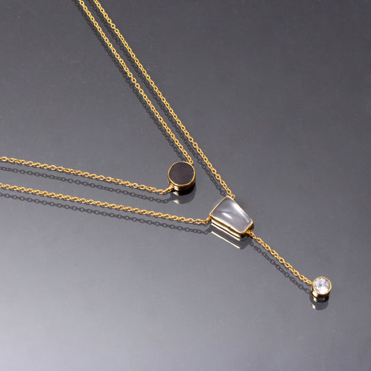 Multi Gemstone Layered Silver Necklace GemsRush