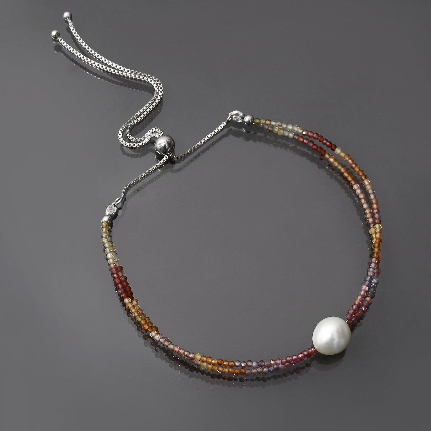 Multi Sapphire / Pearl Twist Layer Bracelet ( Bolo Chain ) GemsRush