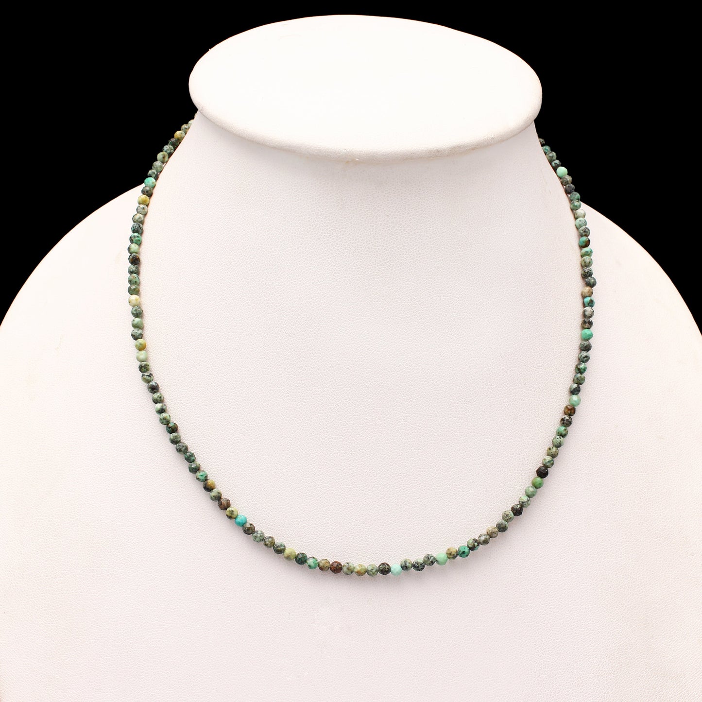 Natural African Turquoise Beaded Necklace, Micro faceted round beads necklace, Gift For Women. GemsRush
