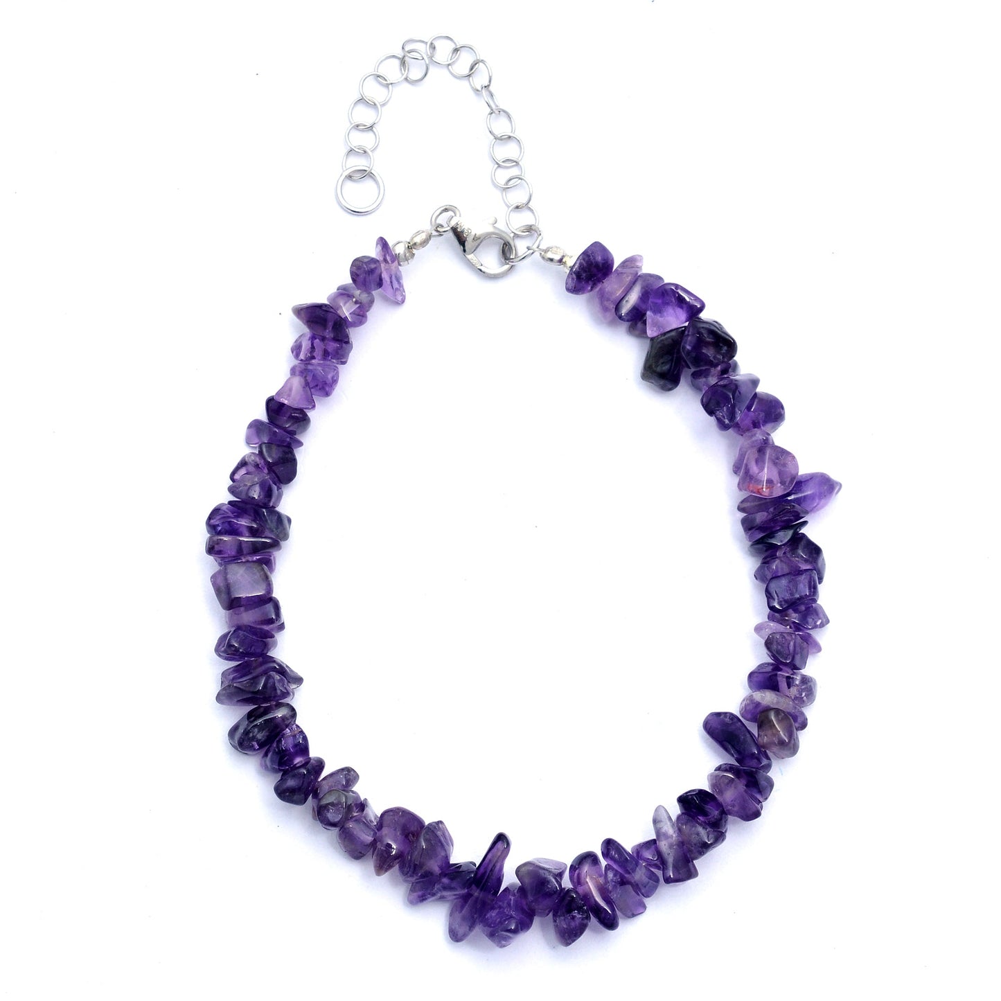 Natural Amethyst Fancy Beads Bracelet | Purple Gemstone Uncut Silver Lock Bracelet GemsRush