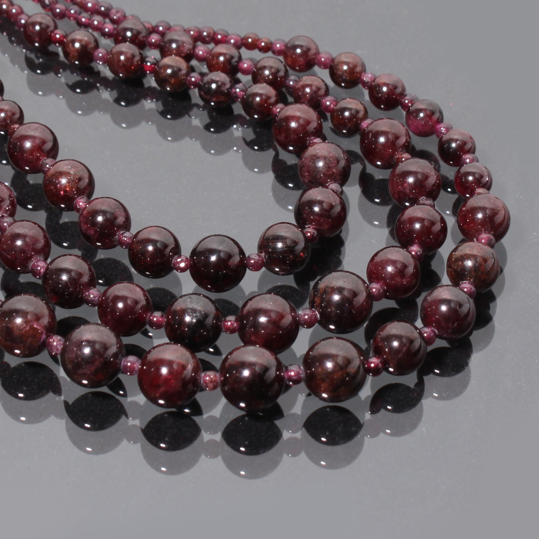 Natural Garnet Beaded Necklace, 6-10mm Blood Garnet Smooth Round Beads Necklace, Wedding Necklace, Women's Necklace, Garnet Beaded Jewelry GemsRush