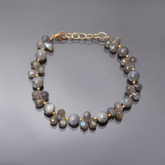 Natural Labradorite Beaded Bracelet ( Gold Plated ) GemsRush