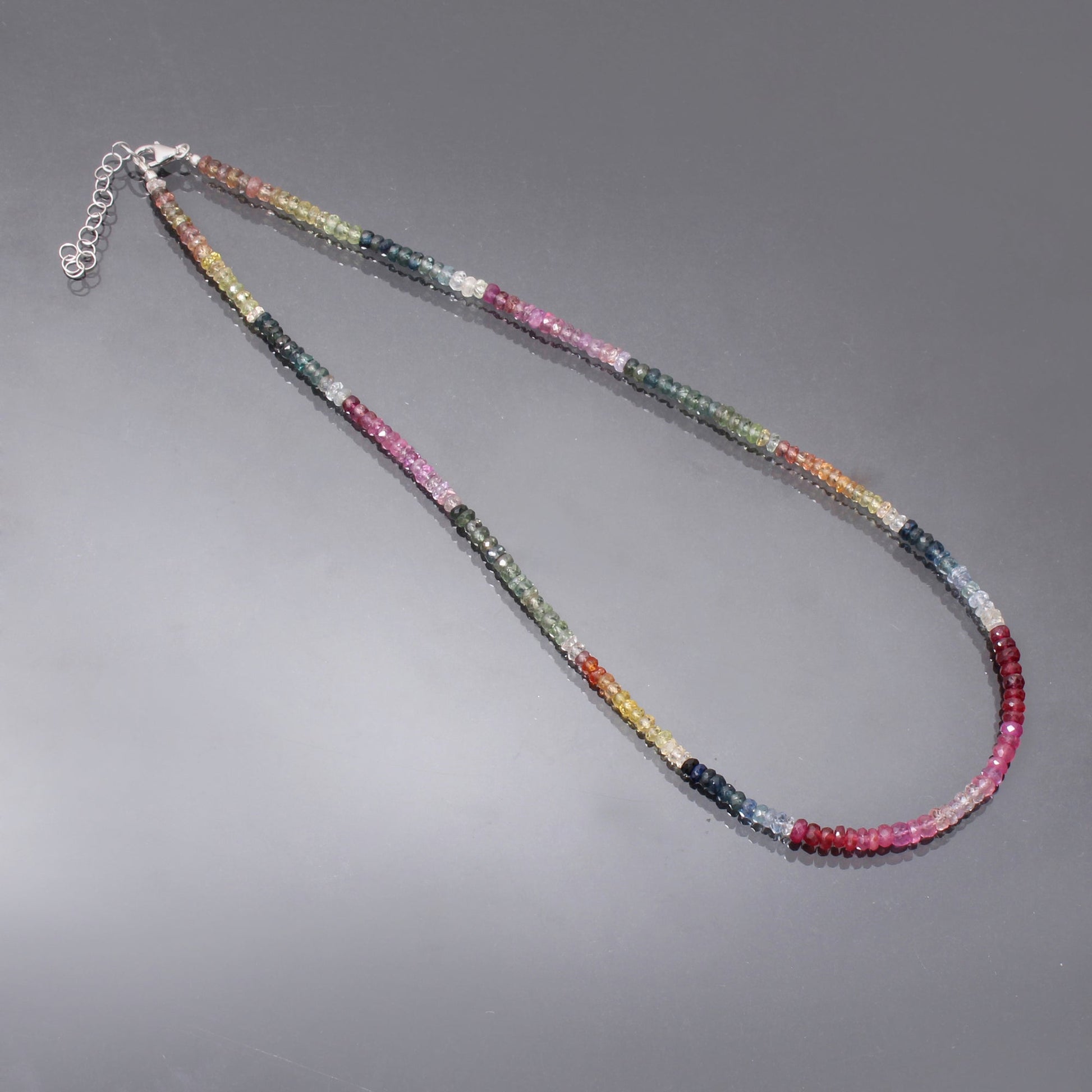Natural Multi Sapphire Beaded Necklace, September Birthstone Jewelry ,Bridesmaid Gift . GemsRush