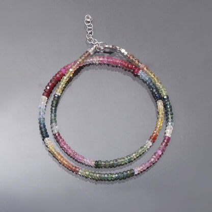 Natural Multi Sapphire Beaded Necklace, September Birthstone Jewelry ,Bridesmaid Gift . GemsRush