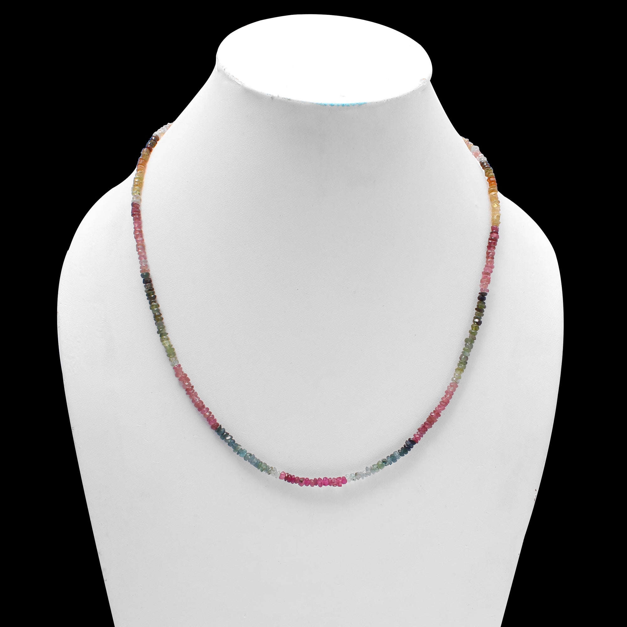 Natural Multi Tourmaline Beaded Necklace Faceted Rondelle Beaded Necklace Gift For Women GemsRush 569
