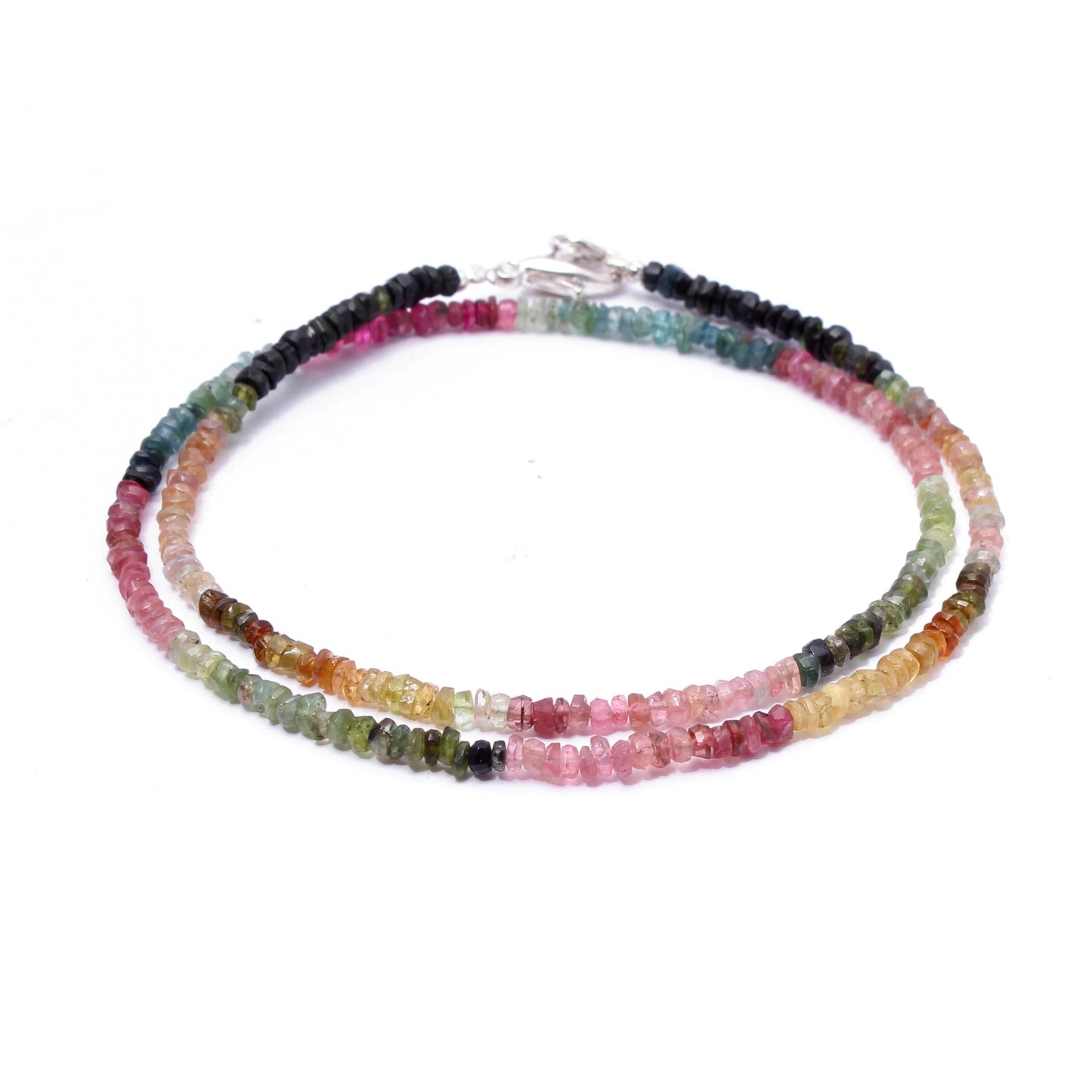 Natural Multi Tourmaline Beaded Necklace , Faceted Rondelle Beaded Necklace ,Gift For Women. GemsRush