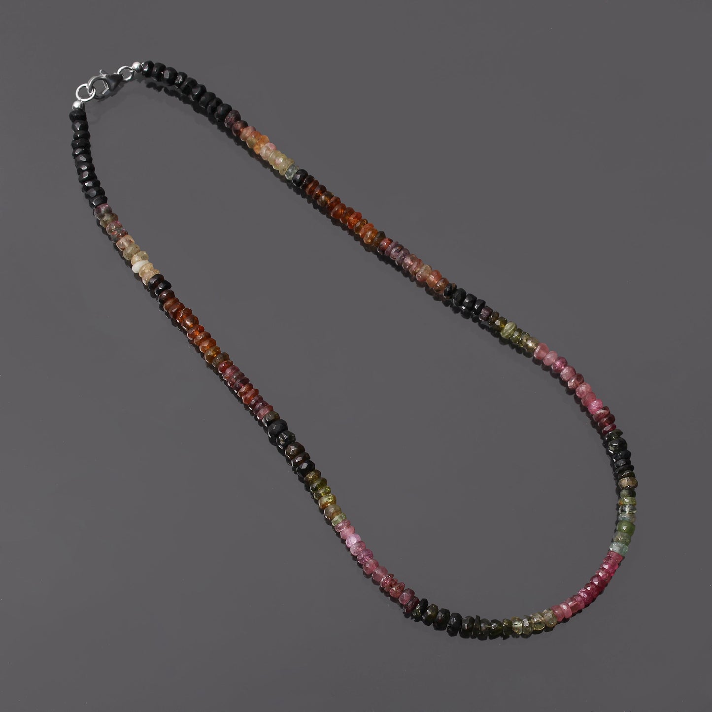 Natural Multi Tourmaline Beaded Necklace , October Birthstone Faceted Necklace Gift For Mom . GemsRush