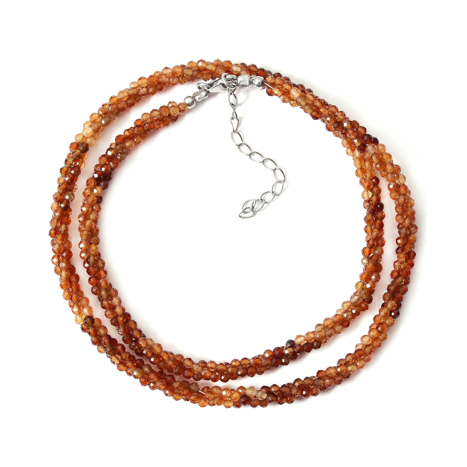 Natural Orange Tourmaline Beaded Necklace , Faceted Rondelle Beaded Necklace ,Gift For Women . GemsRush