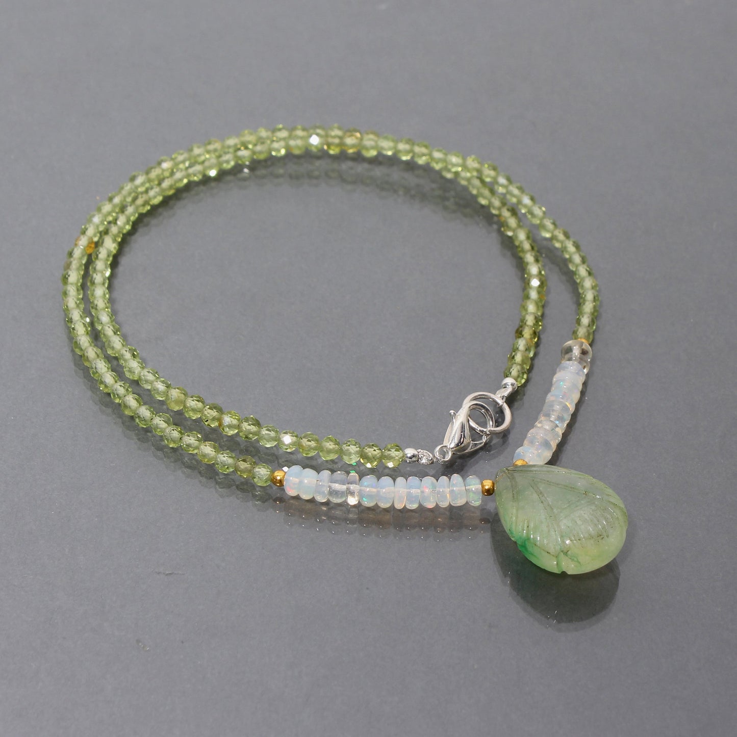 Natural Peridot And Ethiopian Opal Beads Necklace GemsRush