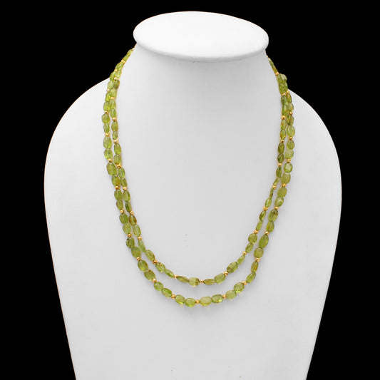 Natural Peridot / Hematite Smooth Oval / Faceted Round Beaded Necklace , Beautiful Jewelry . GemsRush