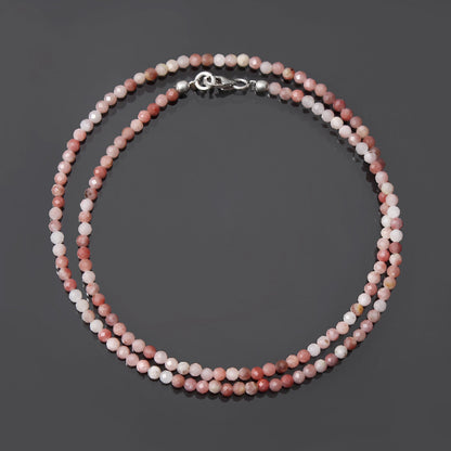 Natural Pink Opal Beaded Necklace Pink Opal Micro Faceted Round Beaded  Necklace, GemsRush
