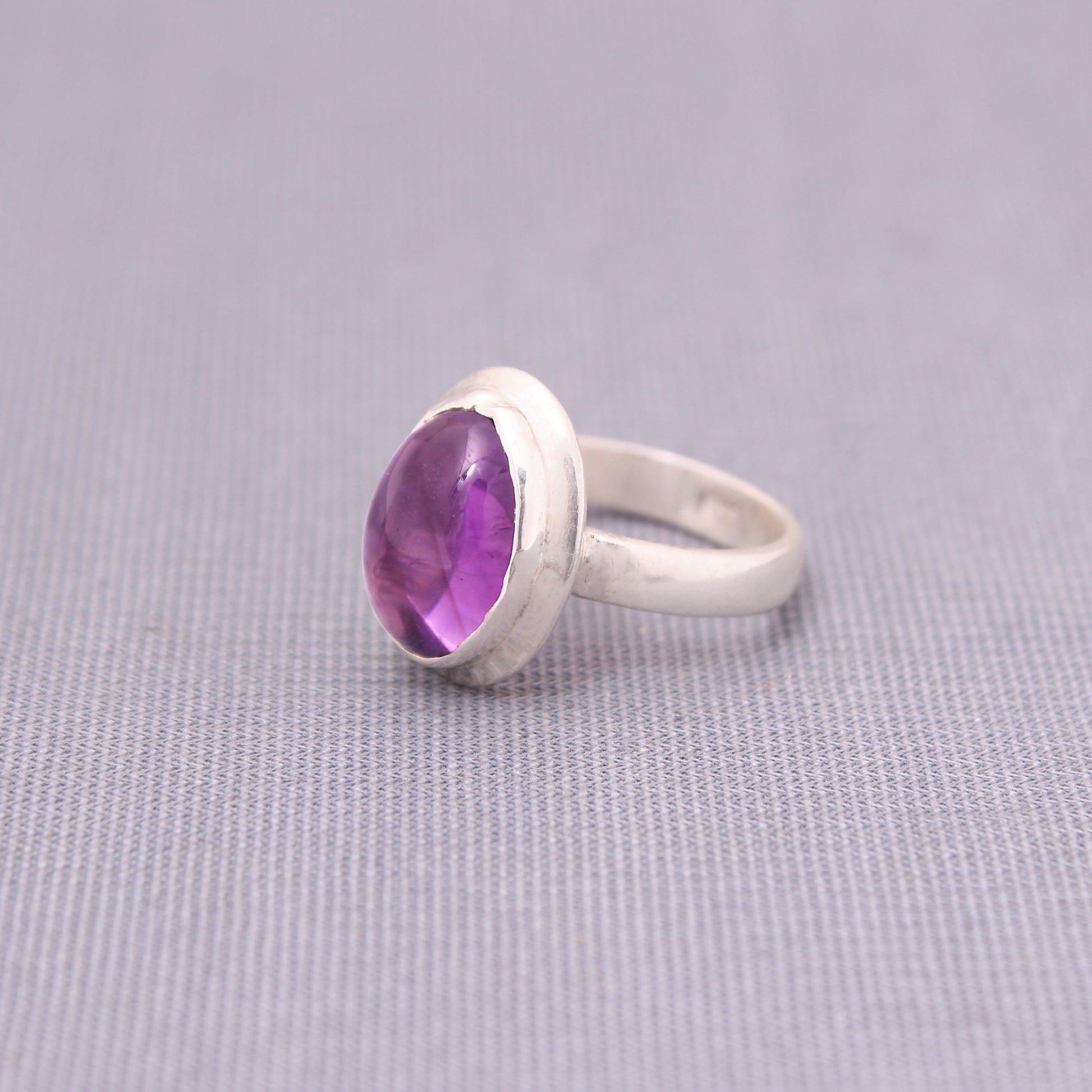 Natural Purple Amethyst 925 Sterling Silver Ring Size - 6.5 US GemsRush