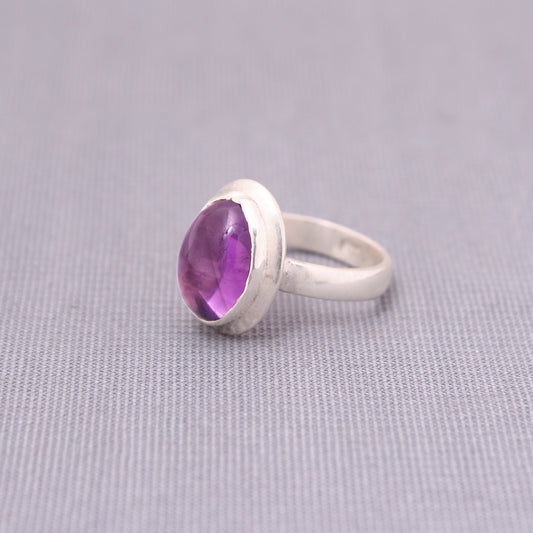 Natural Purple Amethyst 925 Sterling Silver Ring Size - 6.5 US GemsRush