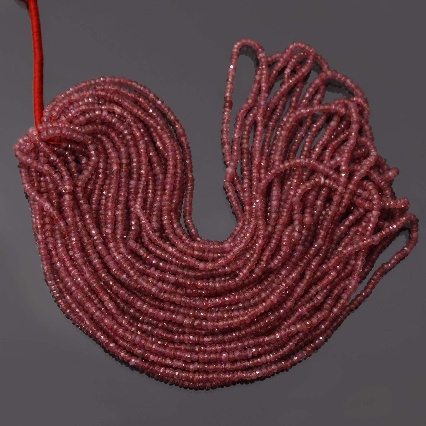 Natural Ruby Faceted Rondelle Loose Beads GemsRush