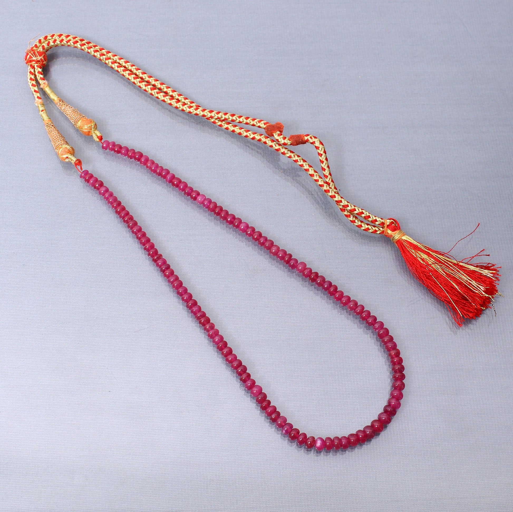 Natural Ruby Sarafa Necklace For Women Made With Rondelle Smooth High Quality Beads GemsRush