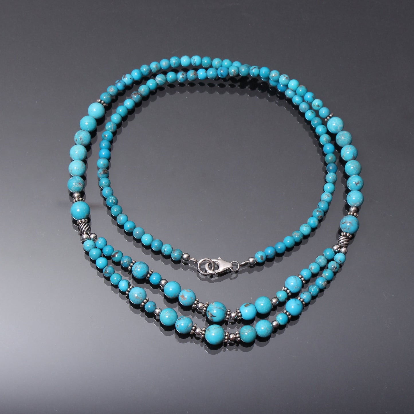 Natural Turquoise Beaded Necklace, Turquoise Smooth Round Beads Necklace, GemsRush
