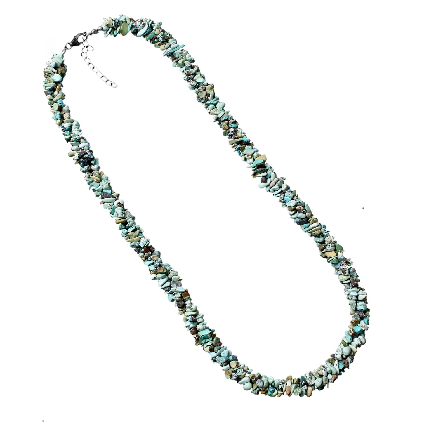 Natural Turquoise Chips Beaded Necklace, Turquoise Jewelry, Handmade Beads Necklace, Multi strand Rope Necklace. GemsRush
