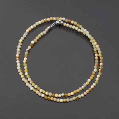 Natural Yellow Opal Beaded Necklace, Micro Faceted Round Yellow Honey Opal Beads Necklace, Opal Jewelry, Gift Her GemsRush