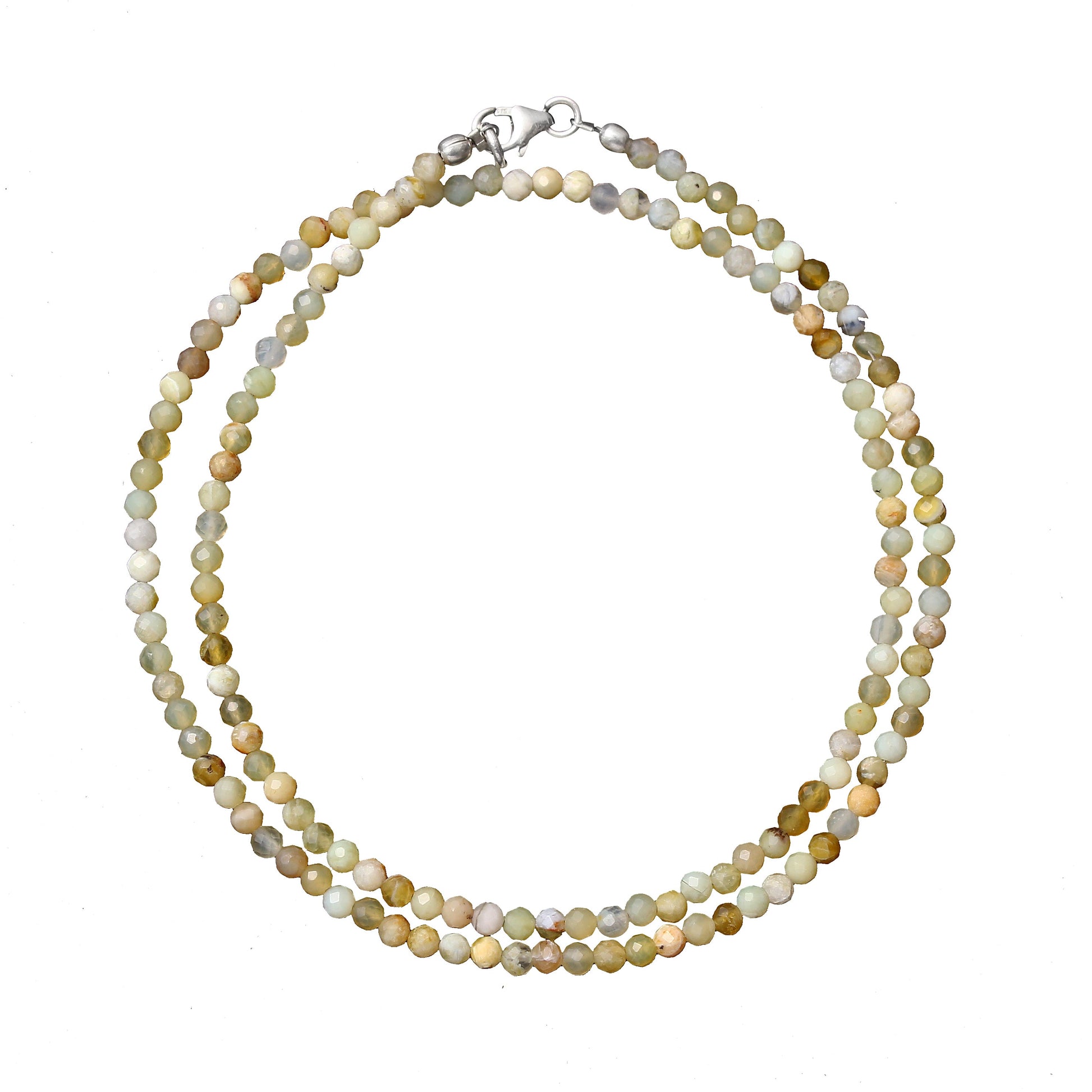 Natural Yellow Opal Beaded Necklace, Micro Faceted Round Yellow