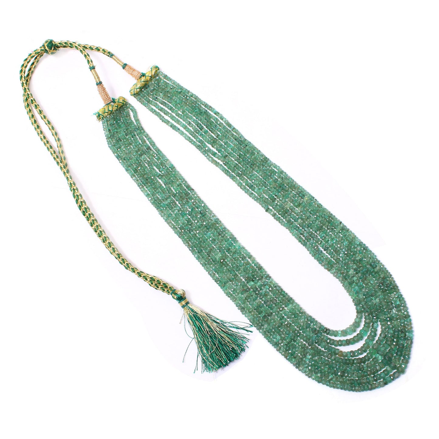 Natural Zambian Emerald 8 Layers Sarafa Necklace GemsRush