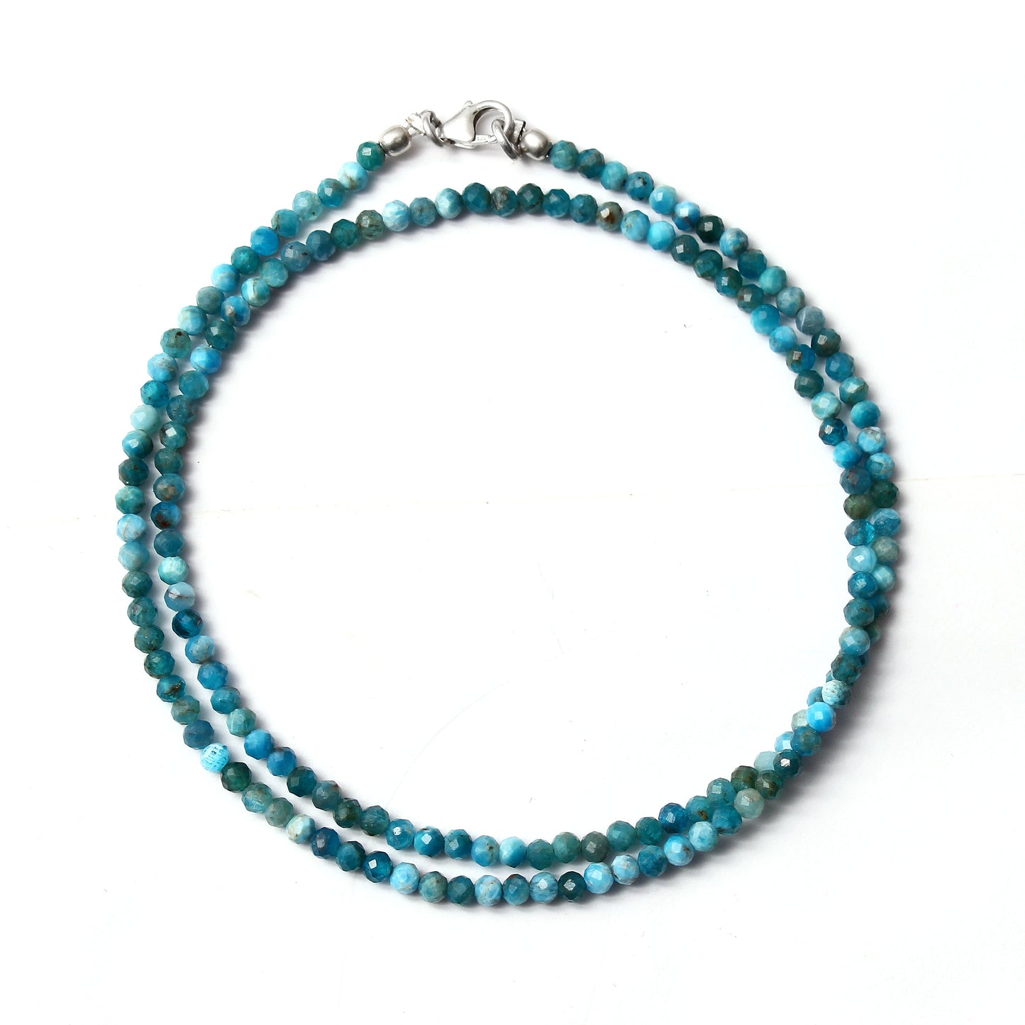 Neon Blue Apatite Beaded Necklace, Faceted Round Apatite Beads Necklace, Apatite Jewelry Necklace, GemsRush