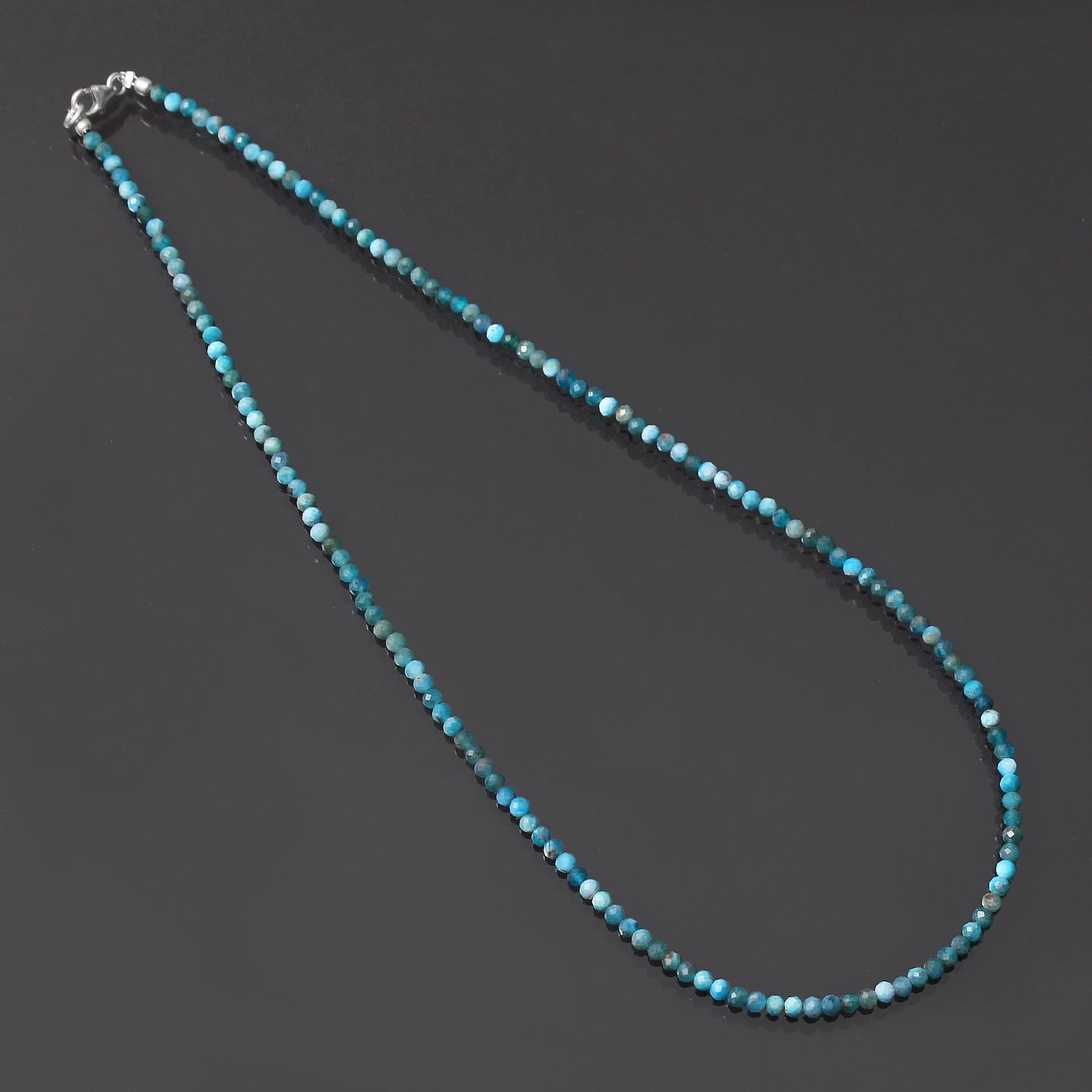 Neon Blue Apatite Beaded Necklace, Faceted Round Apatite Beads Necklace, Apatite Jewelry Necklace, GemsRush