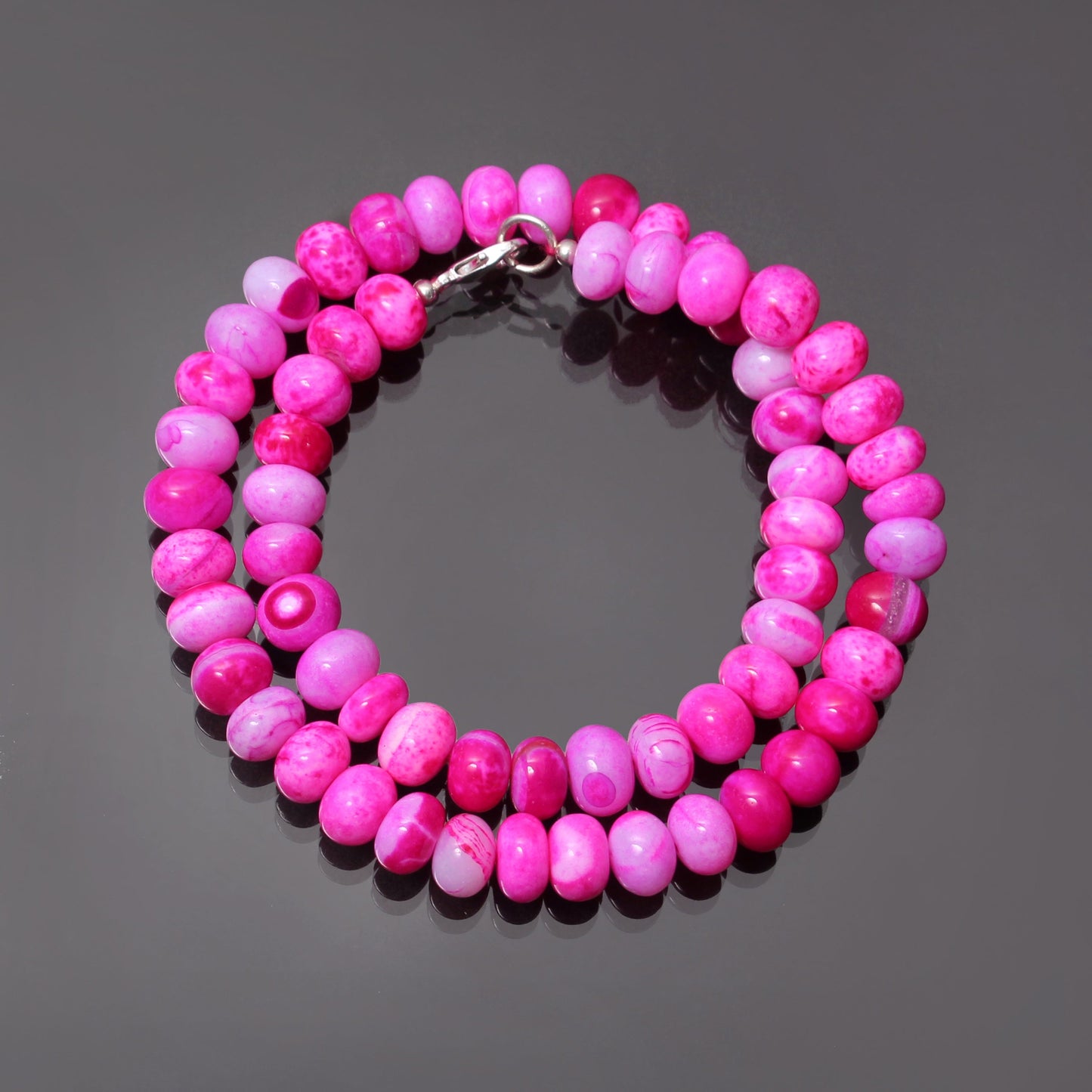 Neon Pink Opal Beaded Necklace, Candy Necklace, Gift For Girlfriend GemsRush