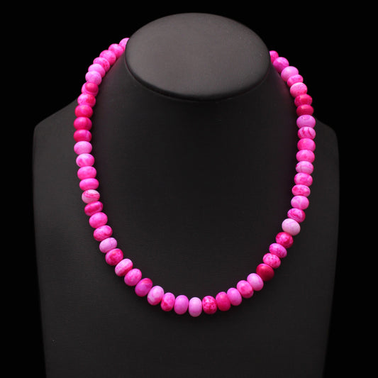 Neon Pink Opal Beaded Necklace, Candy Necklace, Gift For Girlfriend GemsRush