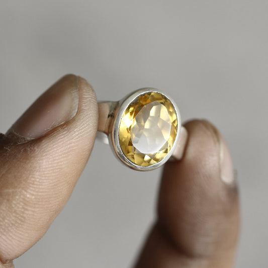 Oval Cut Citrine Ring ( 5 1/2 Us Ring Size ) GemsRush