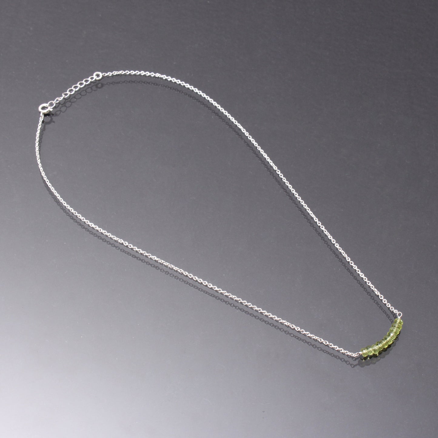Peridot Studded Sterling Silver Minimalist Chain Necklace GemsRush