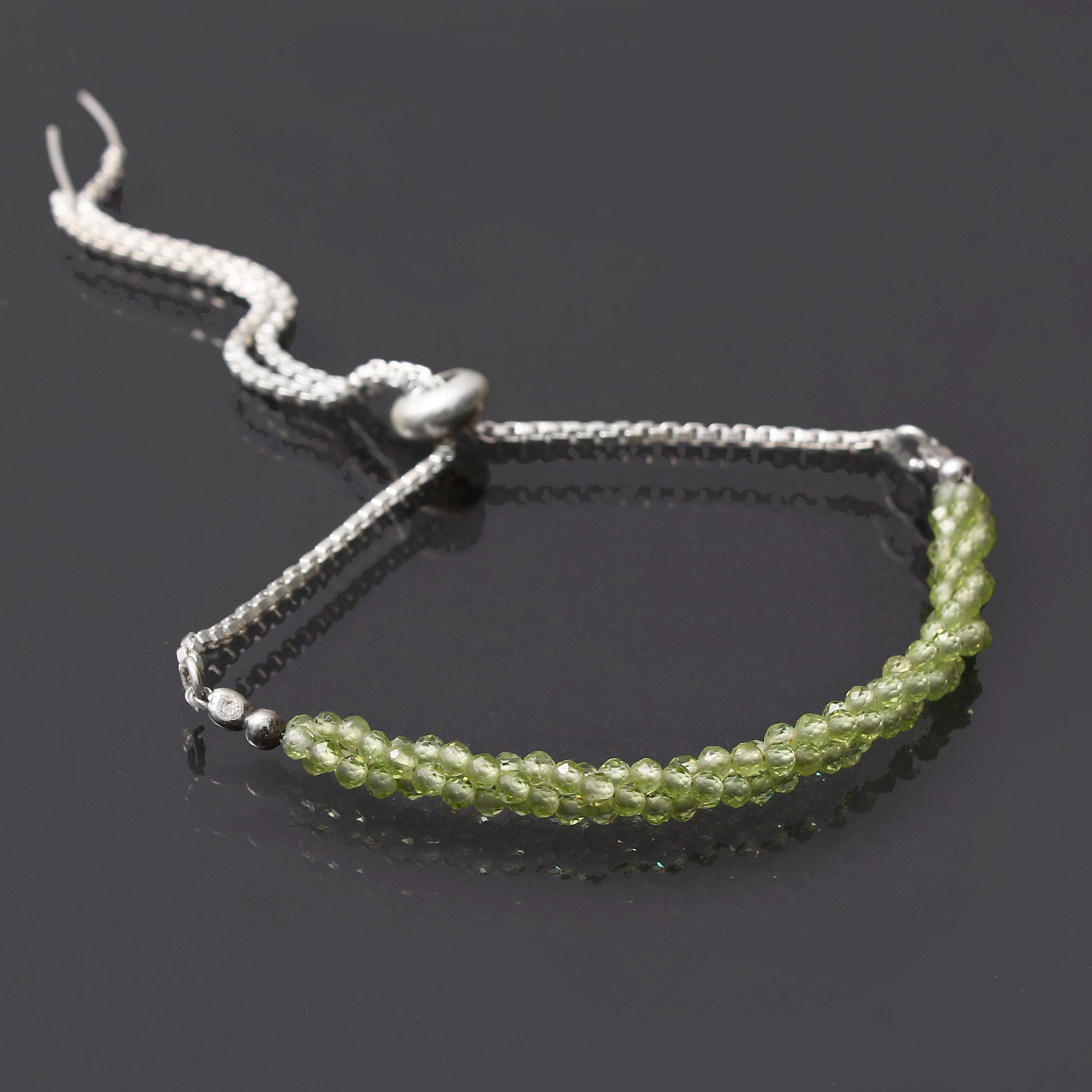 Peridot Twist Layer Silver Bracelet ( Bolo Chain ) GemsRush