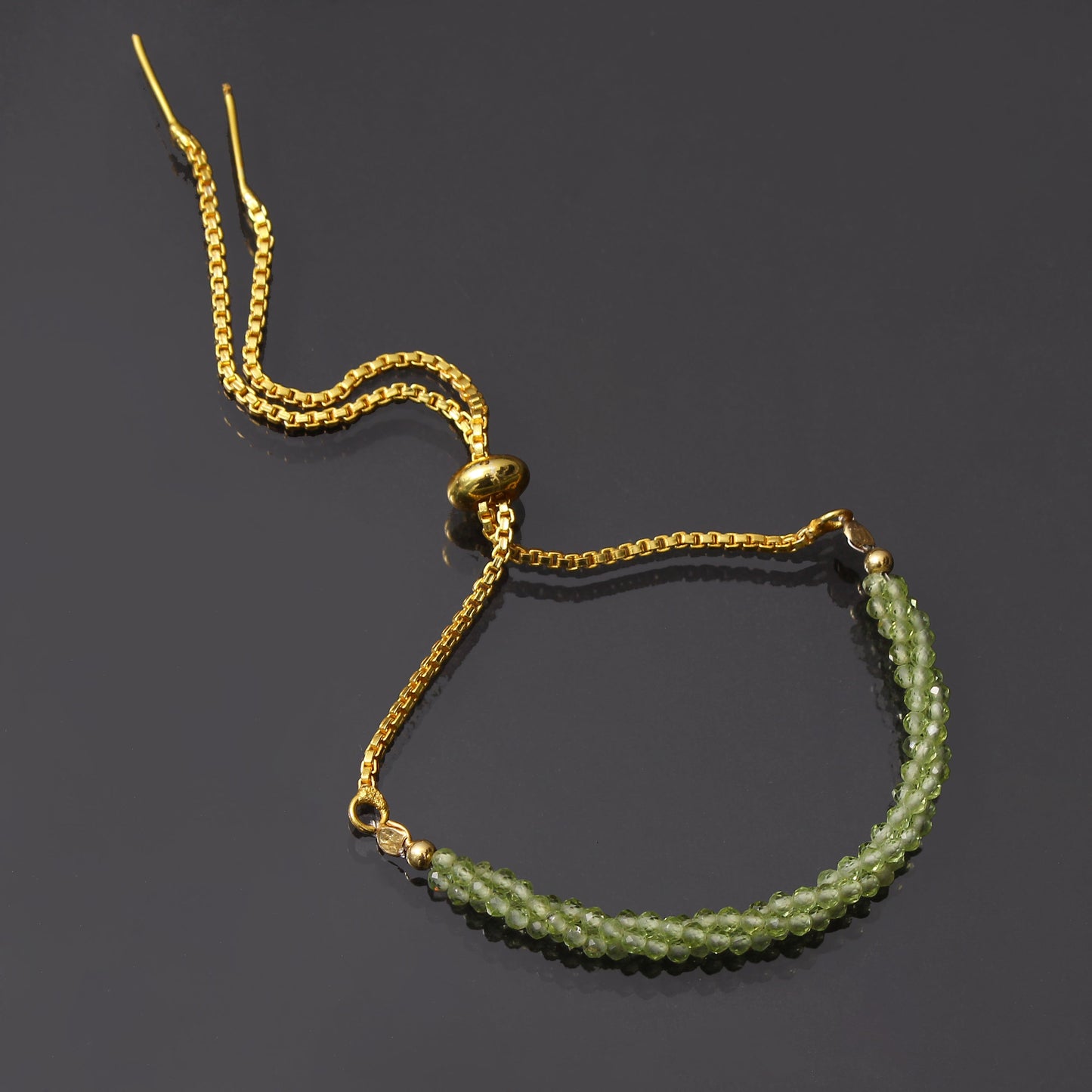 Peridot Twist Layer Silver Bracelet  ( Bolo Chain) GemsRush