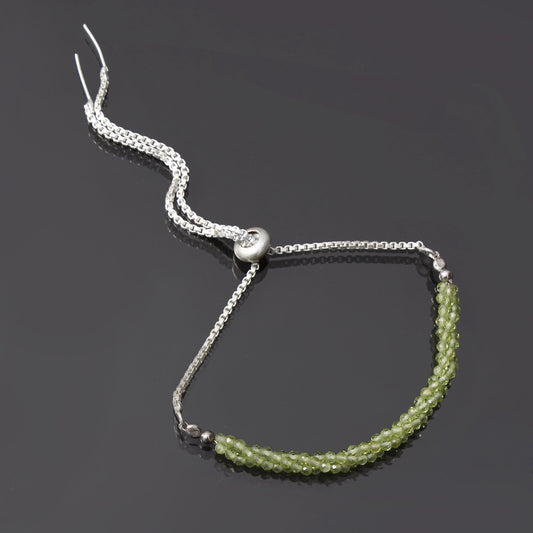 Peridot Twist Layer Silver Bracelet ( Bolo Chain ) GemsRush