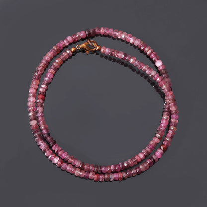 Pink Tourmaline Beautiful Beaded Necklace, Micro Faceted Beaded Pink Tourmaline Necklace , Gift For Women . GemsRush