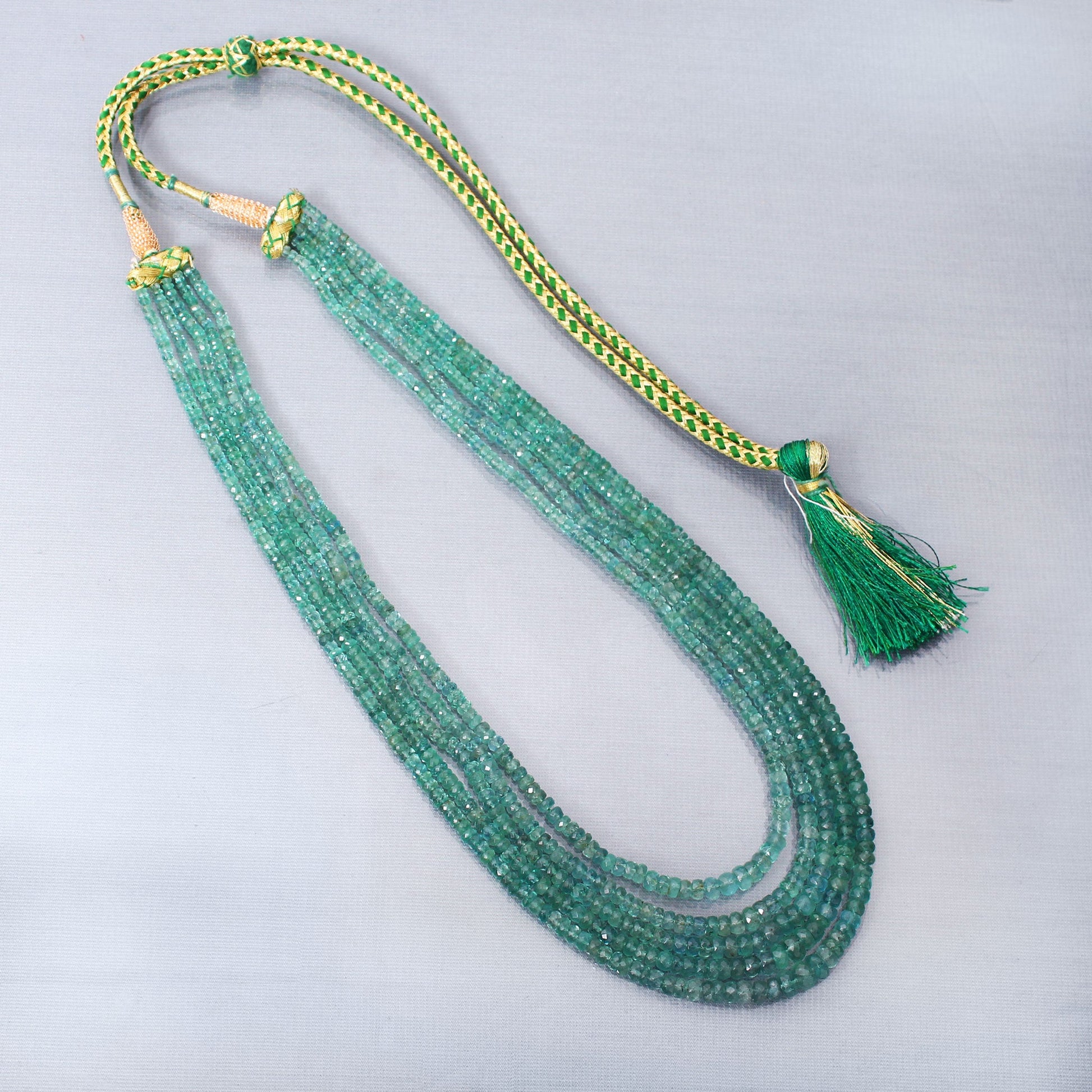 Premium Emerald Sarafa Necklace - 5 Layered Gemstone Statement Jewelry For Occasion GemsRush