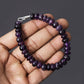 Purple Amethyst Beaded Smooth Round bracelet ,silver Lock Bracelet GemsRush
