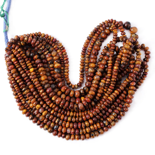 Rare Brown Pietersite Rondelle Beads, Pietersite Loose Beads Strand 8 Inches GemsRush
