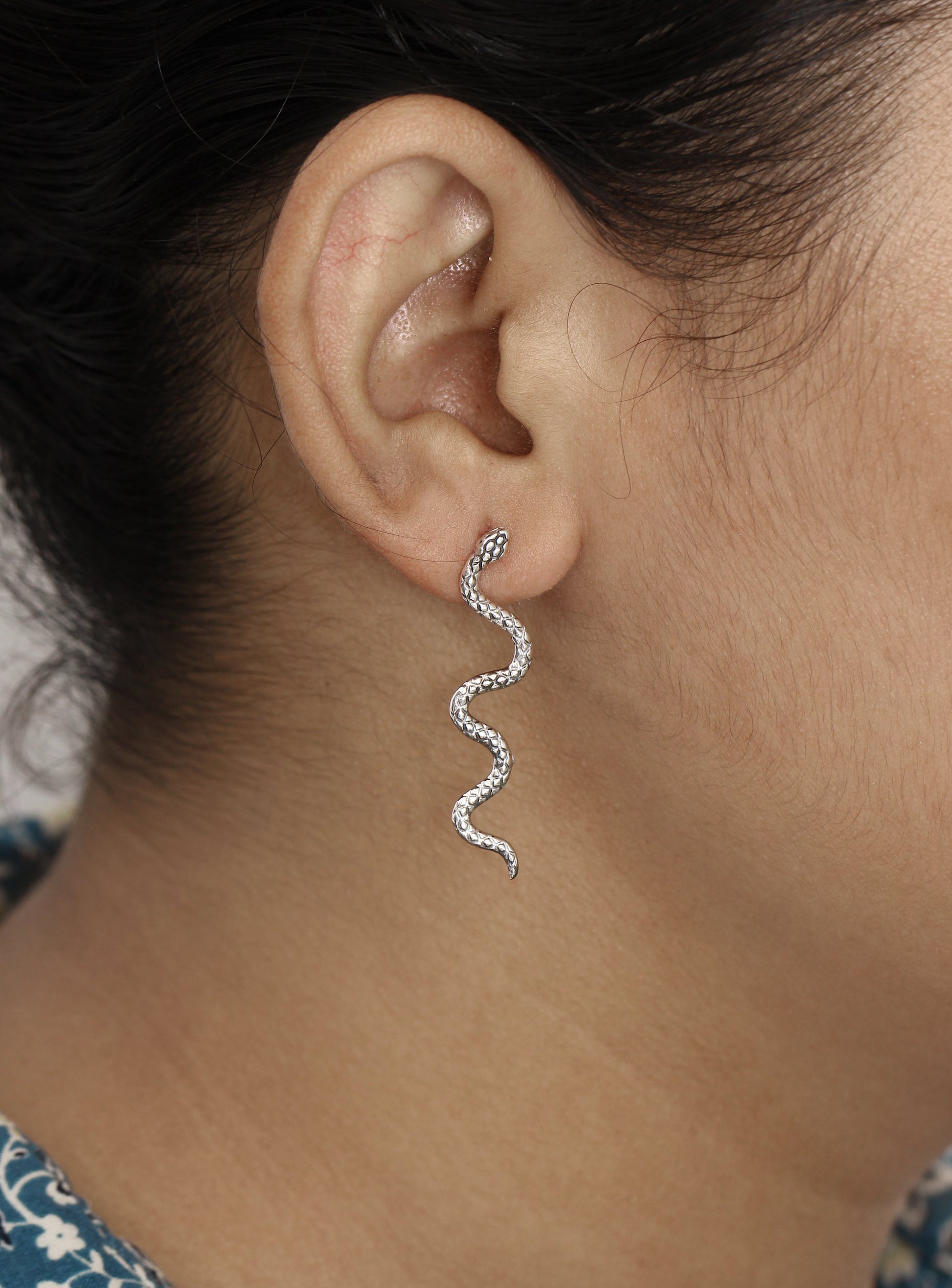 Serpent Silver Snake Earring GemsRush