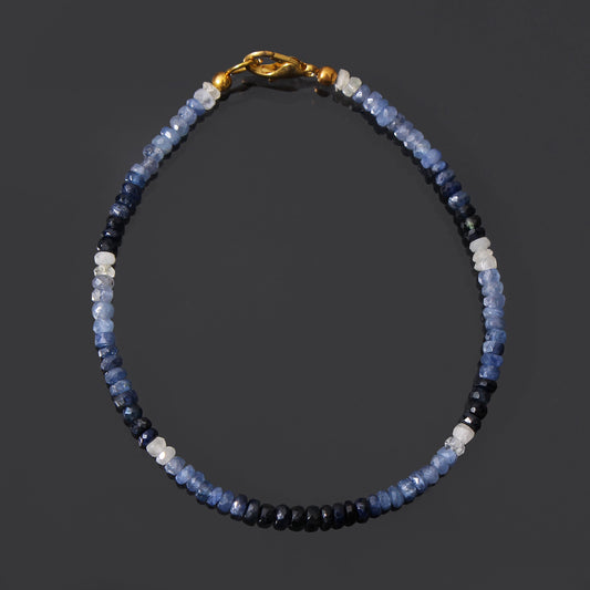 Shaded Blue Sapphire Beaded Bracelet/September birthstone /Blue Sapphire Unique Design Bracelet. GemsRush