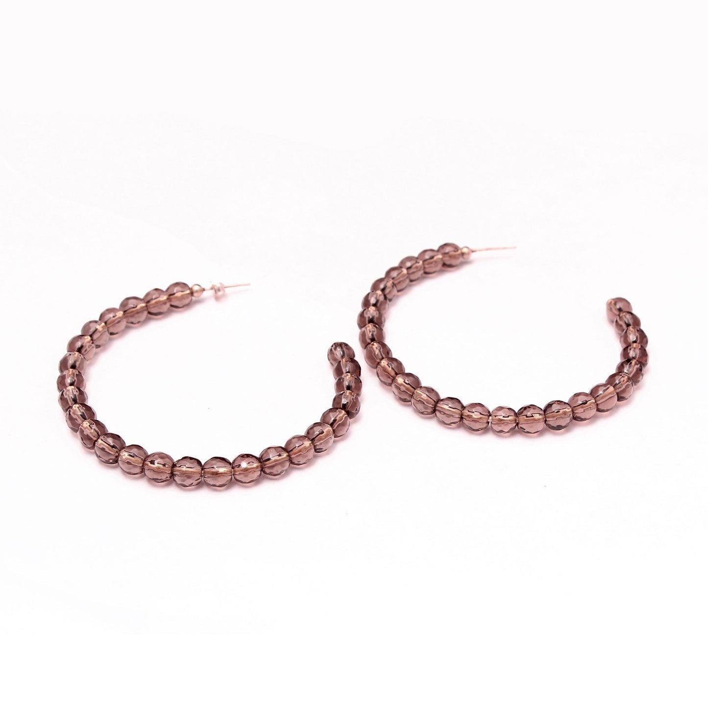 Smoky Quartz Long Hoop Stud Earrings | Classy Brown Earrings Collection GemsRush