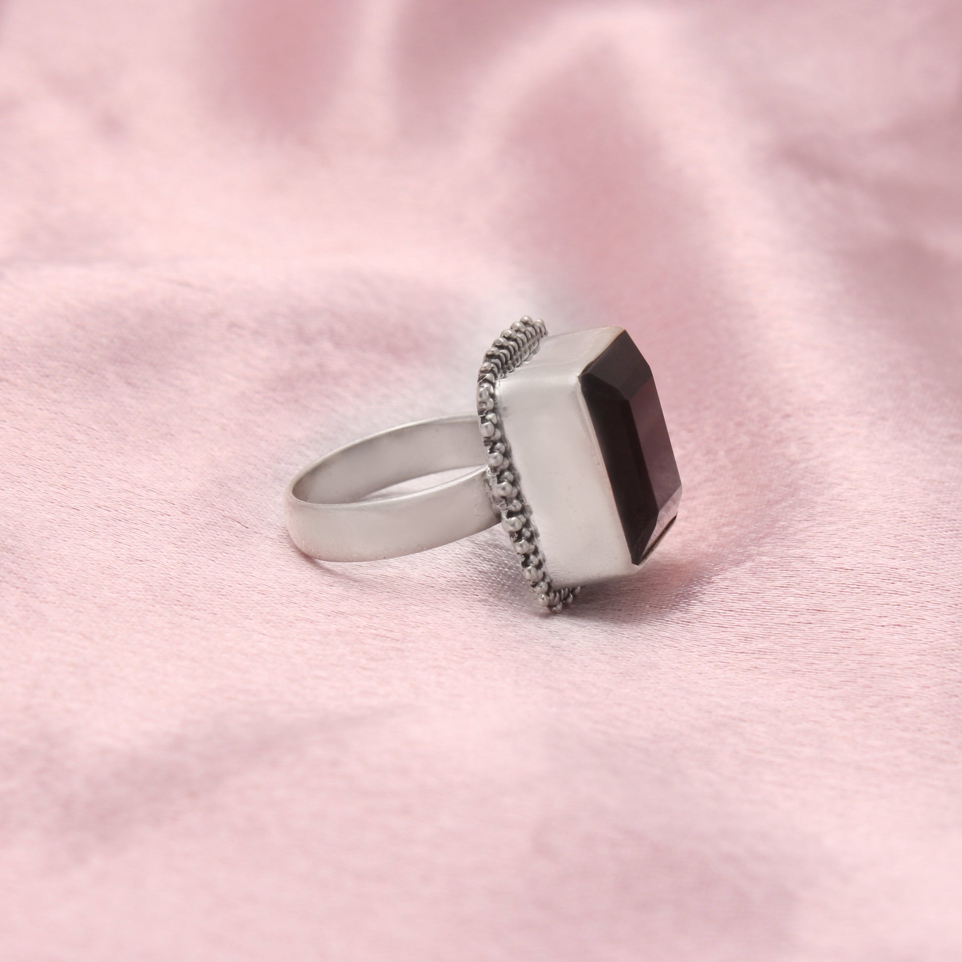 Smoky Quartz Silver Ring ( 8 US Ring Size ) GemsRush